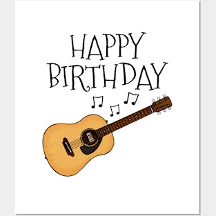 Acoustic Guitar Happy Birthday Guitarist Musician Posters and Art